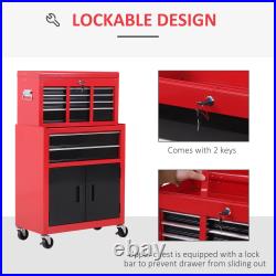 Portable Toolbox Tool Box Top Chest Cabinet Garage Storage Roll Cab Red HOMCOM