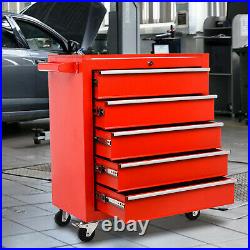 Pro 5 Drawers Metal Tool Chest Storage Rollcab Box Roller Cabinet