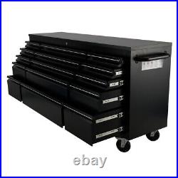 Pro Black Large Storage Chest Tool Box Roller Cabinet 15 Drawers Garage Workshop