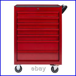 Pro Tool Chest Rollcab Box Roller Cabinet Ball Bearing 7 Drawers Lockable, Red