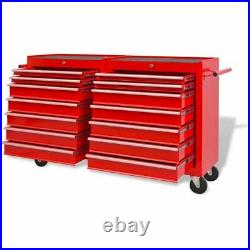 Pro Workshop Tool Trolley with 14 Drawers Cabinet Storage Roller Cart XXL Steel