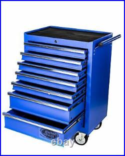 Professional Tool Chest Roller Cabinet 7 Drawer With Ball Bearing Runners Blue