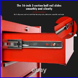 Red 5 Drawer Lockable Metal Tool Storage Chest Roller Cabinet Roll Cab