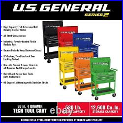 Roller Cart Tool Cabinet Storage Chest Box Glossy 4 Drawer 580 Lb. Capacity Gr