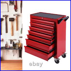 Roller Tool Cabinet 7 Drawers Storage Chest Box Lockable for Garage Workshop Red