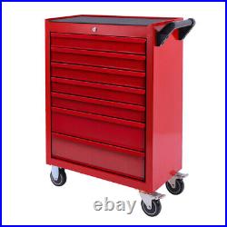 Roller Tool Cabinet 7 Drawers Storage Chest Box Lockable for Garage Workshop Red