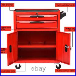 Roller Tool Cabinet Stoarge Box 2 Drawers Garage Workshop Chest Red