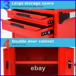 Roller Tool Cabinet Stoarge Box 2 Drawers Garage Workshop Chest Red