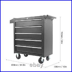 Roller Tool Cabinet Stoarge Box 5 Drawers Wheels Caster Garage Workshop Black