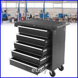 Roller Tool Cabinet Stoarge Box 5 Drawers Wheels Caster Garage Workshop Black