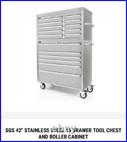 SGS 42 Stainless Steel 16 Drawer Tool Chest & Roller Cabinet Excellent Conditio