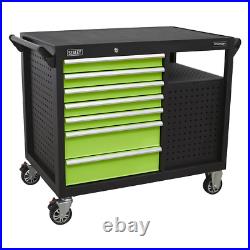 Sealey 10 Drawer Tool Roller Cabinet and Workstation Black / Green