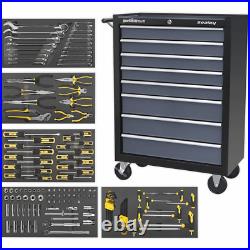 Sealey 136 Piece Hand Tool Kit in 8 Drawer Roller Cabinet Black / Grey