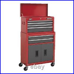 Sealey 24 Combined Roller Cabinet and Topchest With 75mm Castor Wheels Red