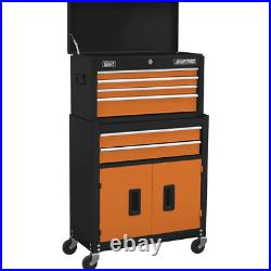 Sealey 6 Drawer Top Chest and Tool Roller Cabinet Combination Black / Orange