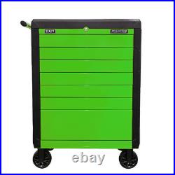Sealey 7 Drawer Push To Open Hi Vis Tool Roller Cabinet Green