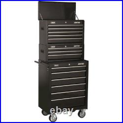 Sealey American Pro 14 Drawer Roller Cabinet, Mid and Top Tool Chest Black