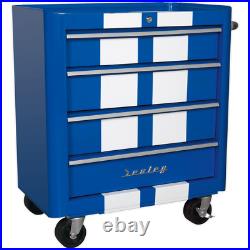 Sealey Premier Retro Style 10 Drawer Roller Cabinet, Mid and Top Tool Chest Blue