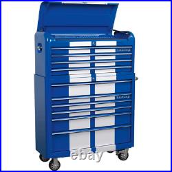 Sealey Premier Retro Style Wide 10 Drawer Roller Cabinet and Tool Chest Blue / W