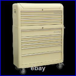 Sealey Premier Retro Style Wide 10 Drawer Roller Cabinet and Tool Chest Cream