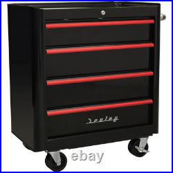 Sealey Retro Style 4 Drawer Roller Cabinet Black / Red