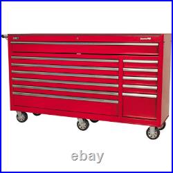 Sealey Superline Pro 12 Drawer Heavy Duty Wide Roller Cabinet Red