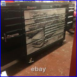 Snap on 55 Black Tool box Roll cab has black armour top, side drawer and cabinet