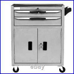 Tool Cabinet Cart Trolley Storage Chest Mobile Roller Tool Lockers With2 Drawers
