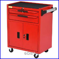Tool Cart Storage Chest Mobile Roller Tool Cabinet Lockers Trolley With 2 Drawer