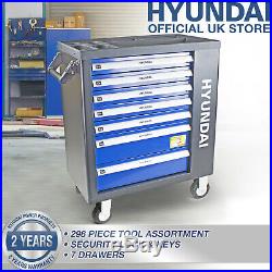 Tool Chest & 298 Tools set PRO 7 Drawer Castor Mounted Roller Cabinet HYUNDAI