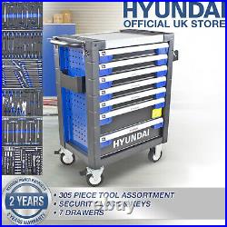 Tool Chest & 305 PRO Tools set 7 Drawer Castor Mounted Roller Cabinet HYUNDAI