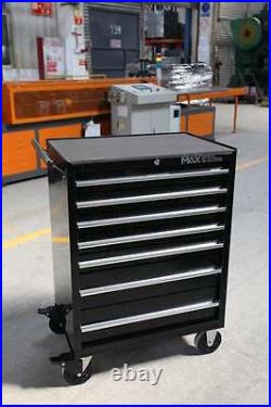 Tool Chest Trolley Hilka Black 7 Drawer Mobile Storage Roll Cabinet Wheels Cart