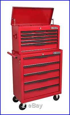 Tool Chest Trolley Storage Cabinet Red 14 Drawer Mobile Cart Roll Cab Unit Hilka