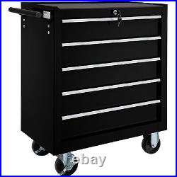 Tool cart 5 drawer workshop trolley tools cabinet steel chests box roller Black