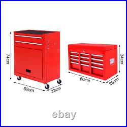 UK Large Tool Chest Cabinet Garage 8 Drawer Roller Top Chest Box Tools Trolley