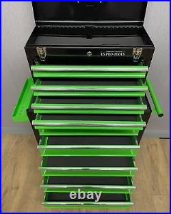 Us Pro Tools Green Black Affordable Tool Chest Rollcab Steel Box Roller Cabinet