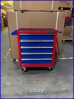 Us Pro Tools Red Blue Steel Chest Tool Box Roller Cabinet 5 Drawers
