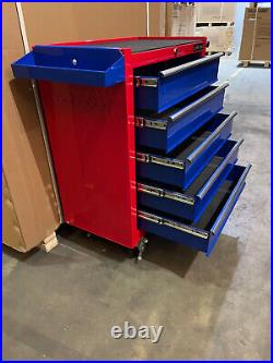 Us Pro Tools Red Blue Steel Chest Tool Box Roller Cabinet 5 Drawers