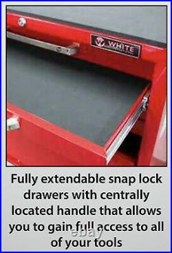 White 7 Draw Toolbox Roller Cabinet Trolley Cart Plus 8 Draw Tool Box Chest